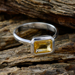 Citrine Solitaire African 92.5 Silver Yellow Gemstones Tiny Sophisticated Ring Jewelry