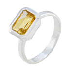 Citrine Solitaire African 92.5 Silver Yellow Gemstones Tiny Sophisticated Ring Jewelry