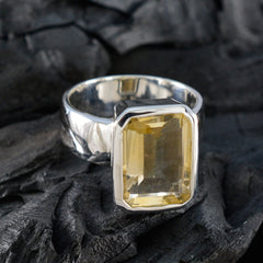 Citrine Solitaire Italian 925 Silver Yellow Gemstones Edgy Trendy Ring Jewelry