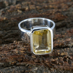 Citrine Solitaire Italian 925 Silver Yellow Gemstones Edgy Trendy Ring Jewelry