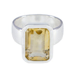 Citrine Solitaire Italian 925 Silver Yellow Gemstones Edgy Trendy Ring Jewelry