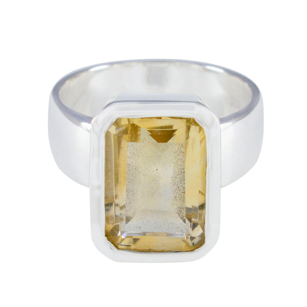 Citrine Solitaire Italian 925 Silver Yellow Gemstones Edgy Trendy Ring Jewelry
