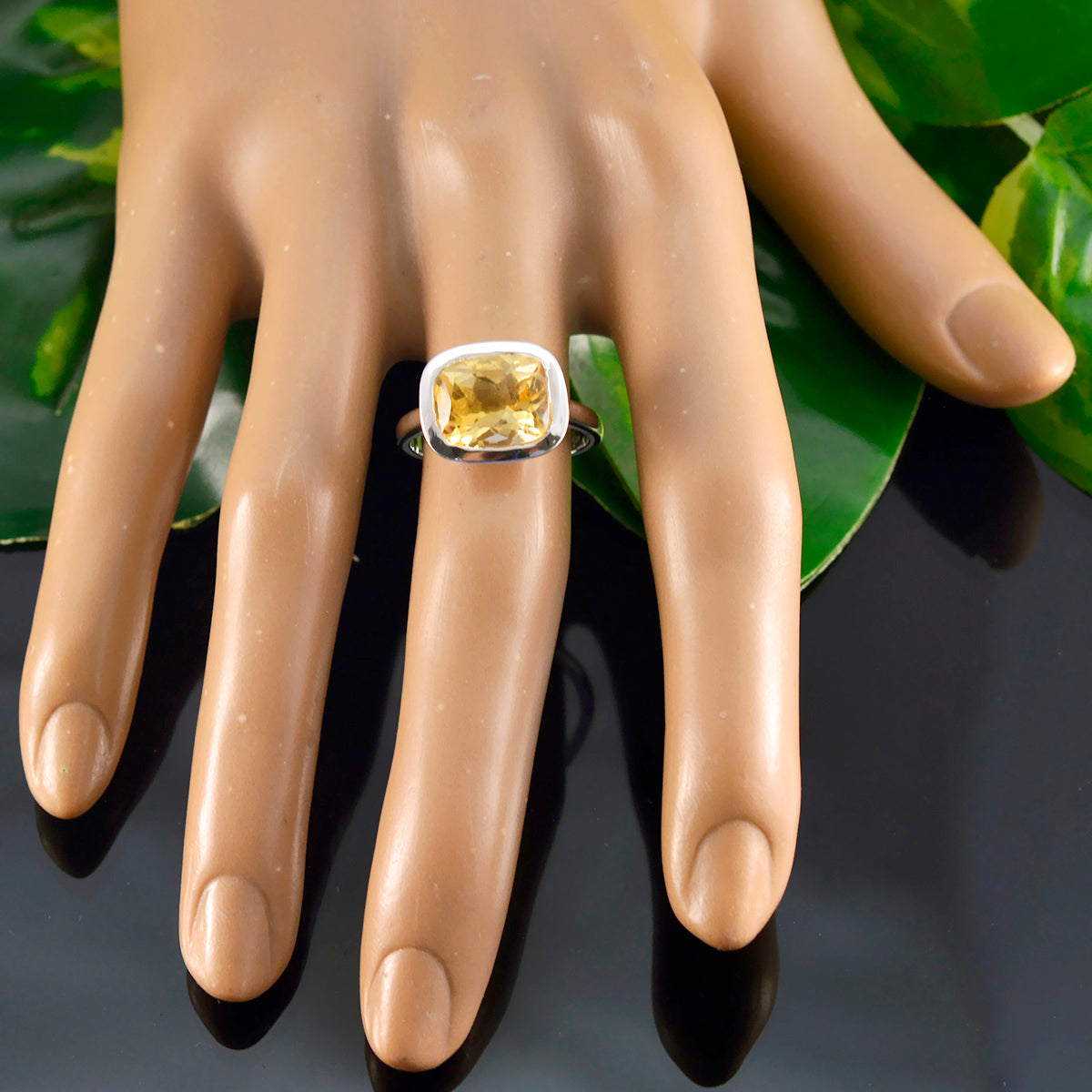 Citrine Solitaire Egyptian 92.5 Silver Yellow Gemstones Minimal Artisan Ring Jewelry