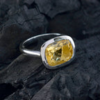 Citrine Solitaire Egyptian 92.5 Silver Yellow Gemstones Minimal Artisan Ring Jewelry
