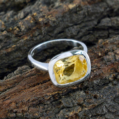 Citrine Solitaire Egyptian 92.5 Silver Yellow Gemstones Minimal Artisan Ring Jewelry