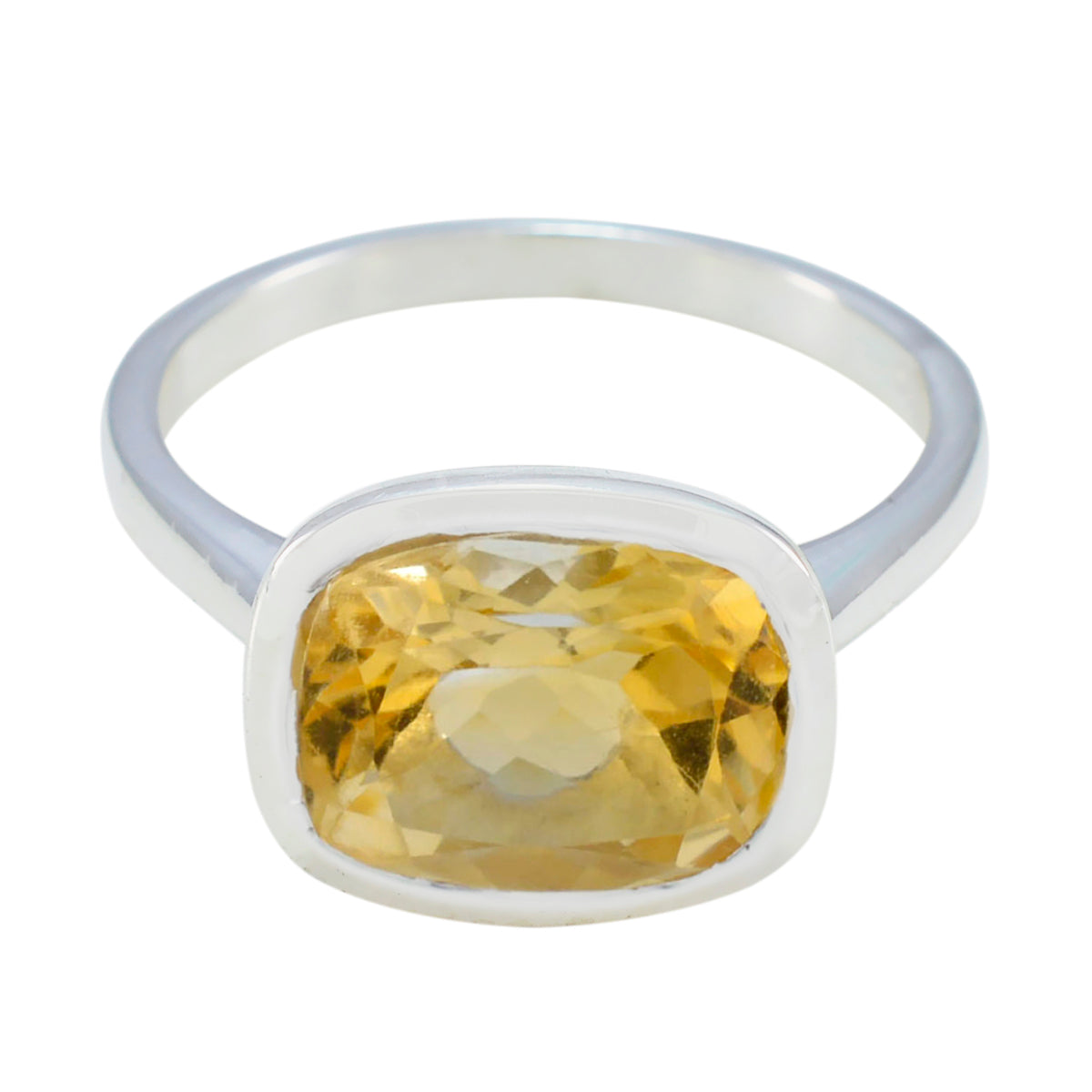 Citrine Solitaire Egyptian 92.5 Silver Yellow Gemstones Minimal Artisan Ring Jewelry メイン画像