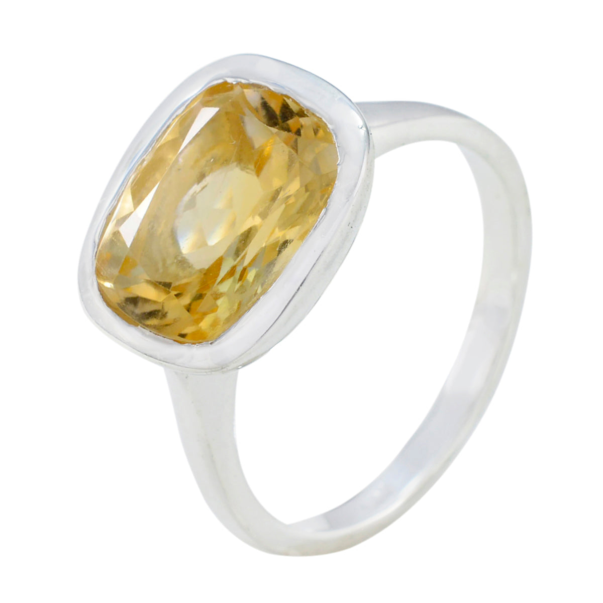 Citrine Solitaire Egyptian 92.5 Silver Yellow Gemstones Minimal Artisan Ring Jewelry