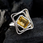 Citrine Solitaire Egyptian 925 Sterling Silver Yellow Gemstones Mid weight Signet Ring Jewellery