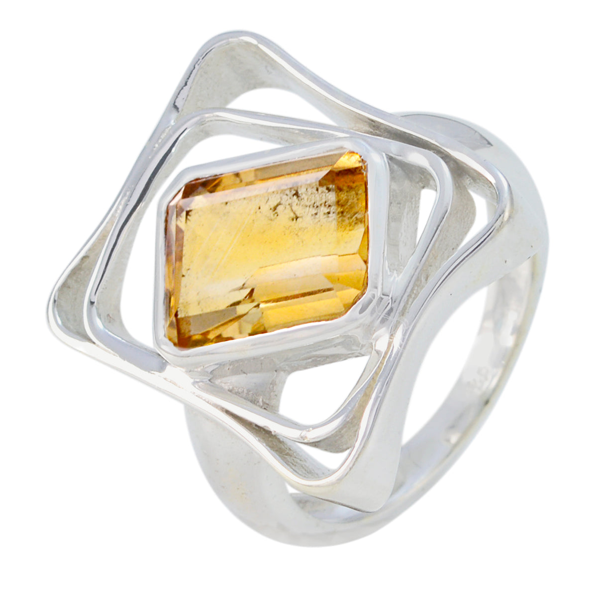 Citrine Solitaire Egyptian 925 Sterling Silver Yellow Gemstones Mid weight Signet Ring Jewellery