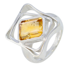 Citrine Solitaire Egyptian 925 Sterling Silver Yellow Gemstones Mid weight Signet Ring Jewellery