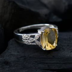 Citrine Solitaire Japanese Silver Yellow Gemstones Whisper thin Glamorous Ring Jewelry