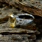 Citrine Solitaire Japanese Silver Yellow Gemstones Whisper thin Glamorous Ring Jewelry