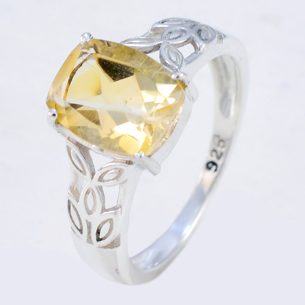 Citrine Solitaire Japanese Silver Yellow Gemstones Whisper thin Glamorous Ring Jewelry