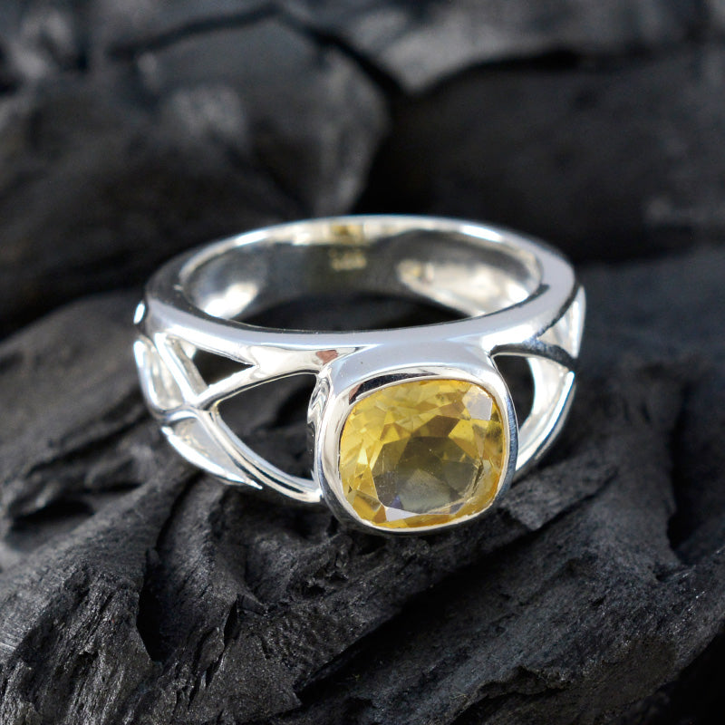 Citrine Solitaire Moroccan 925 Sterling Silver Yellow Gemstones Tiny Cultural Ring Jewellery
