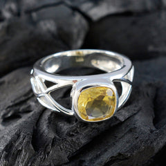 Citrine Solitaire Moroccan 925 Sterling Silver Yellow Gemstones Tiny Cultural Ring Jewellery