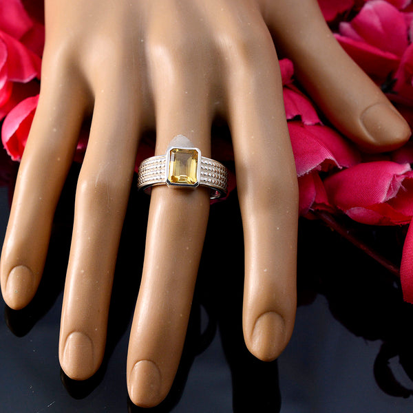 Citrine Solitaire Moroccan Sterling Silver Yellow Gems Mid weight Graceful Ring Jewelry