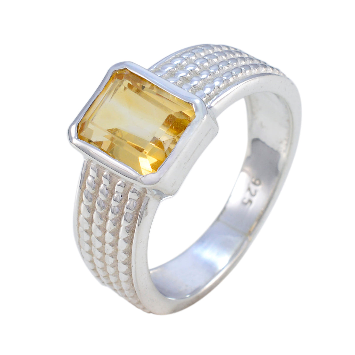 Citrine Solitaire Moroccan Sterling Silver Yellow Gems Mid weight Graceful Ring Jewelry