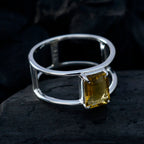 Citrine Solitaire Korean Silver Yellow Gems Whisper thin Geometric Band Jewellery
