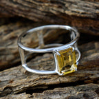 Citrine Solitaire Korean Silver Yellow Gems Whisper thin Geometric Band Jewellery
