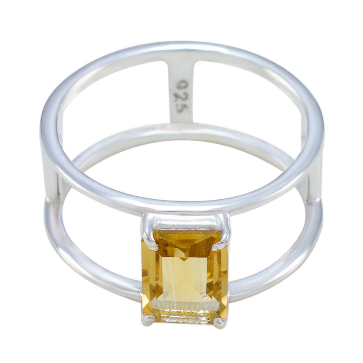 Citrine Solitaire Korean Silver Yellow Gems Whisper thin Geometric Band Jewellery