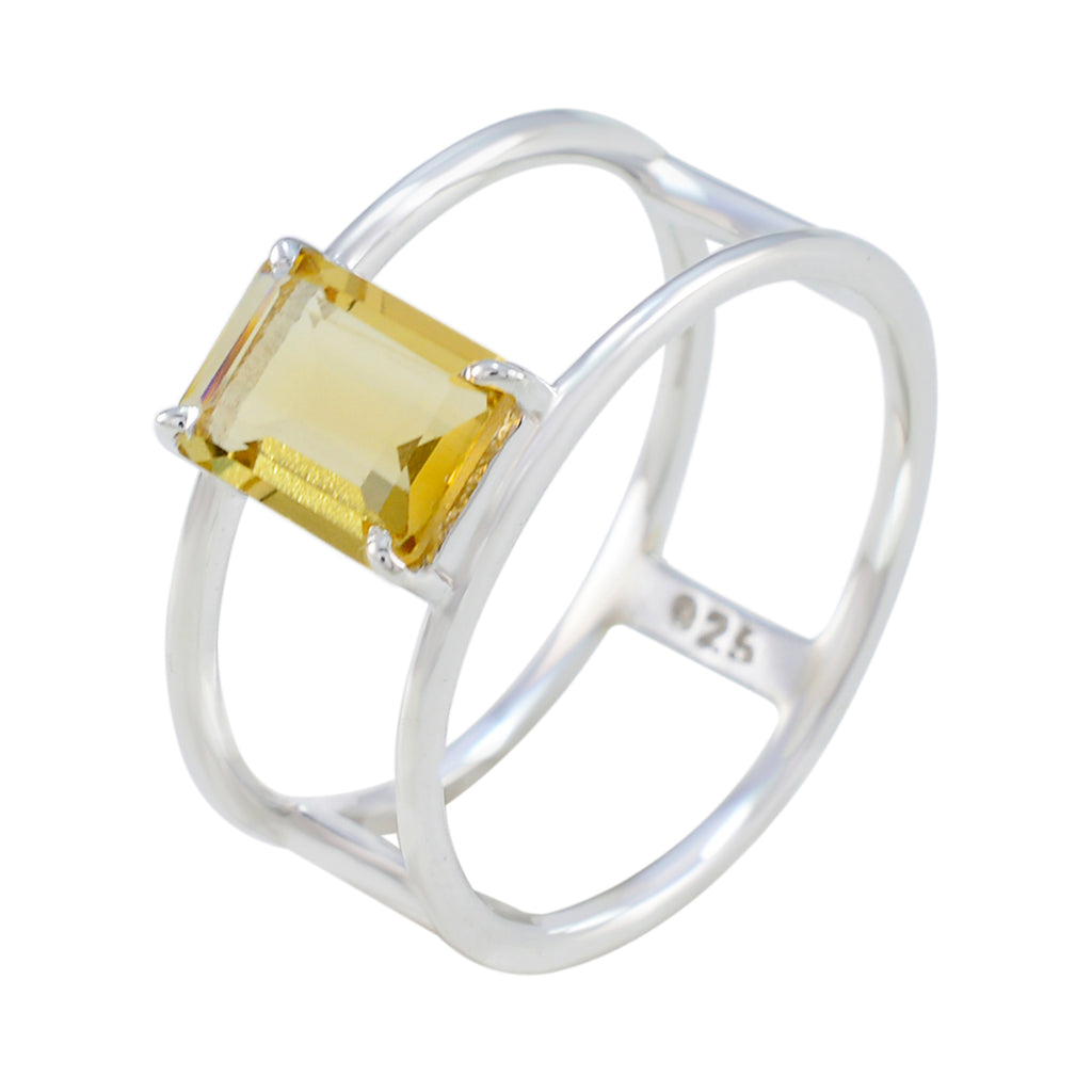 Citrine Solitaire Korean Silver Yellow Gems Whisper thin Geometric Band Jewellery