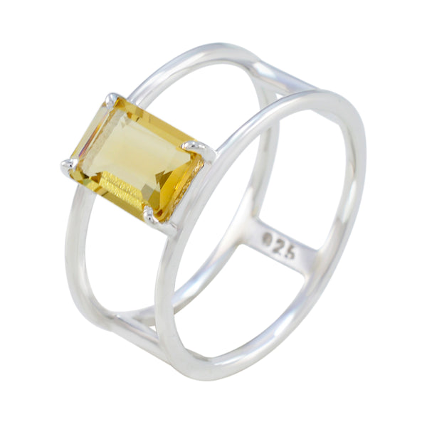 Citrine Solitaire Korean Silver Yellow Gems Whisper thin Geometric Band Jewellery