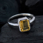 Citrine Solitaire Japanese Sterling Silver Yellow Gemstones Whisper thin Contemporary Ring Jewelry