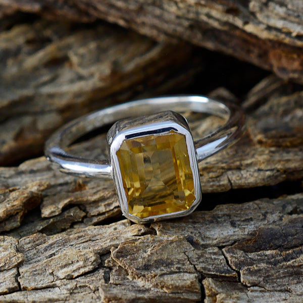 Citrine Solitaire Japanese Sterling Silver Yellow Gemstones Whisper thin Contemporary Ring Jewelry