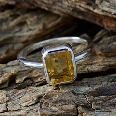 Citrine Solitaire Japanese Sterling Silver Yellow Gemstones Whisper thin Contemporary Ring Jewelry