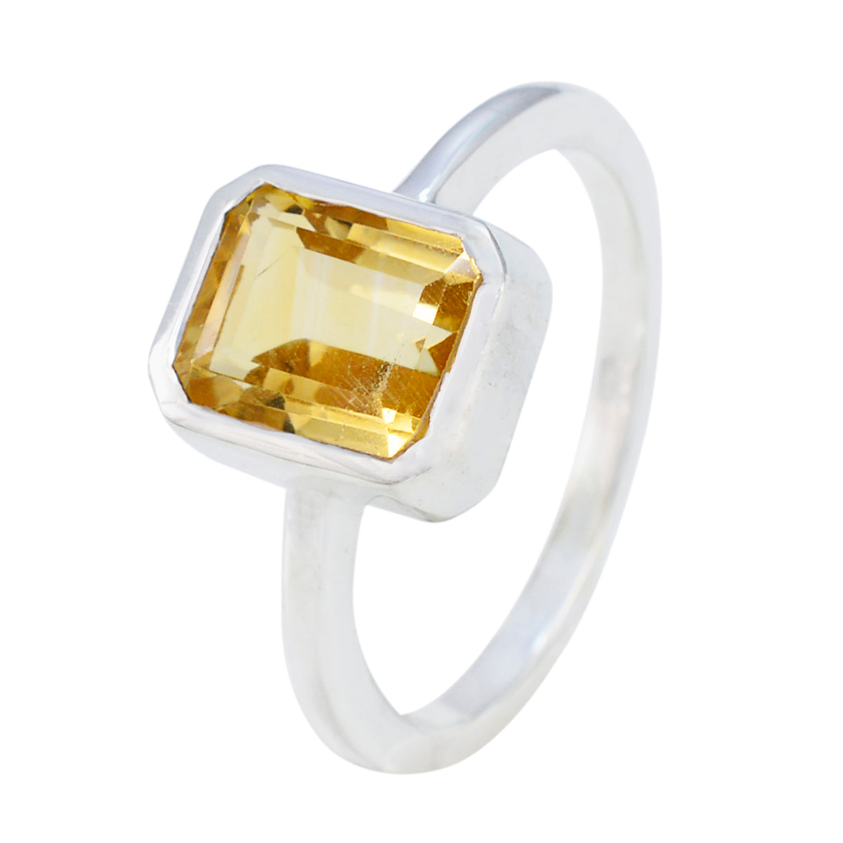 Citrine Solitaire Japanese Sterling Silver Yellow Gemstones Whisper-thin Contemporary Ring Jewelry Secondary image