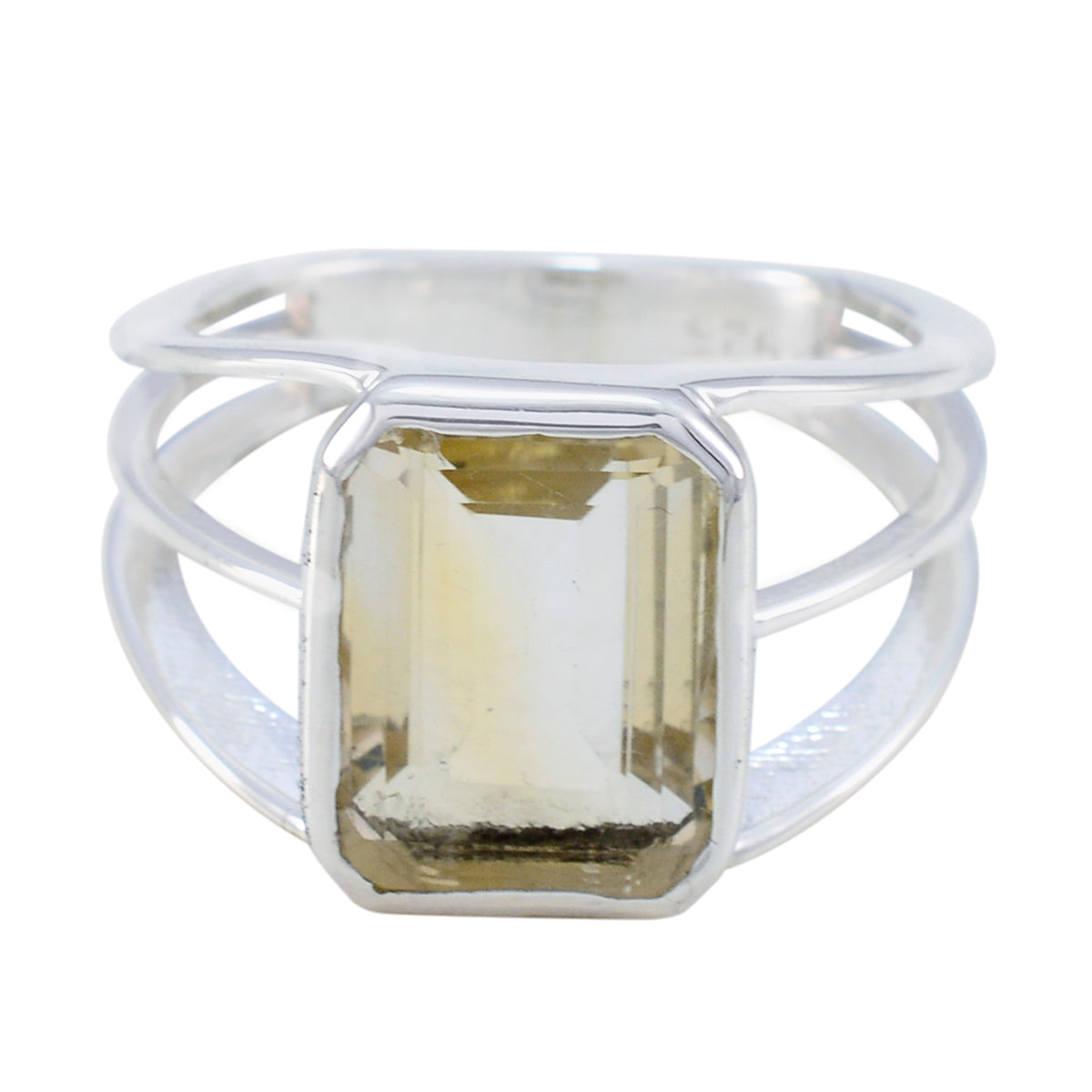 Citrine Solitaire Egyptian 925 Silver Yellow Gemstones Mid weight Contemporary Ring Jewellery メイン画像