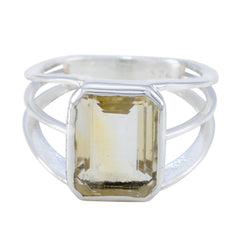 Citrine Solitaire Egyptian 925 Silver Yellow Gemstones Mid weight Contemporary Ring Jewellery