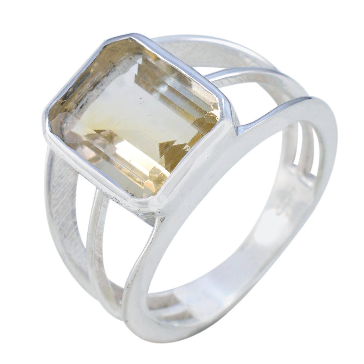 Citrine Solitaire Egyptian 925 Silver Yellow Gemstones Mid weight Contemporary Ring Jewellery