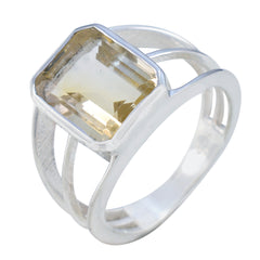 Citrine Solitaire Egyptian 925 Silver Yellow Gemstones Mid weight Contemporary Ring Jewellery