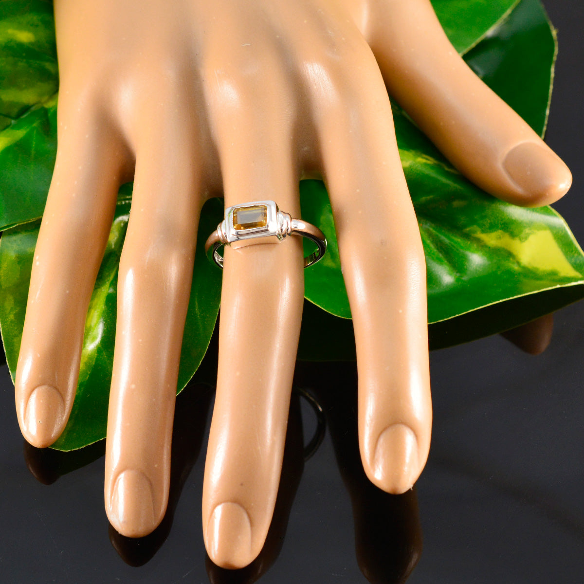 Citrine Solitaire Korean 925 Sterling Silver Yellow Gemstones Whisper thin Contemporary Ring Jewellery