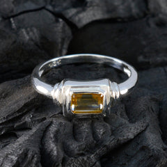 Citrine Solitaire Korean 925 Sterling Silver Yellow Gemstones Whisper thin Contemporary Ring Jewellery