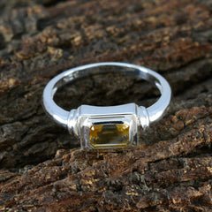 Citrine Solitaire Korean 925 Sterling Silver Yellow Gemstones Whisper thin Contemporary Ring Jewellery