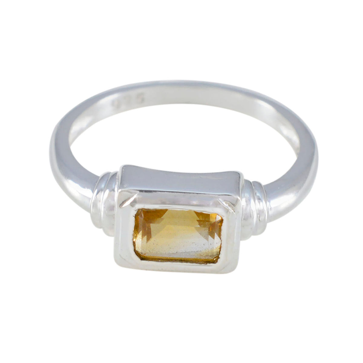 Citrine Solitaire Korean 925 Sterling Silver Yellow Gemstones Whisper thin Contemporary Ring Jewellery メイン画像