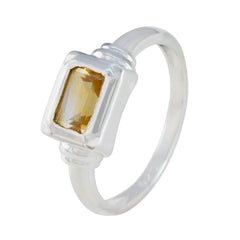 Citrine Solitaire Korean 925 Sterling Silver Yellow Gemstones Whisper thin Contemporary Ring Jewellery