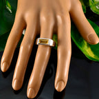 Citrine Solitaire French 92.5 Silver Yellow Gemstones Tiny Boho Ring Jewelry