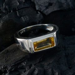 Citrine Solitaire French 92.5 Silver Yellow Gemstones Tiny Boho Ring Jewelry