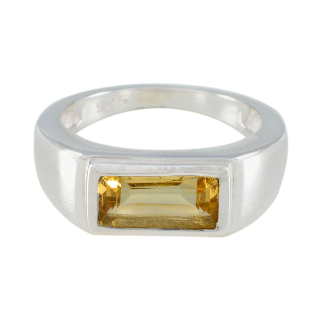 Citrine Solitaire French 92.5 Silver Yellow Gemstones Tiny Boho Ring Jewelry