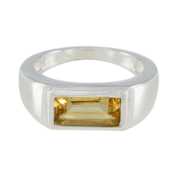 Citrine Solitaire French 92.5 Silver Yellow Gemstones Tiny Boho Ring Jewelry