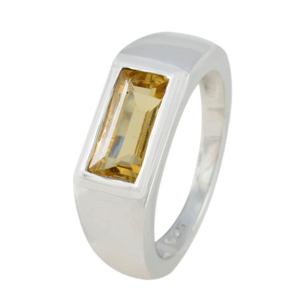 Citrine Solitaire French 92.5 Silver Yellow Gemstones Tiny Boho Ring Jewelry