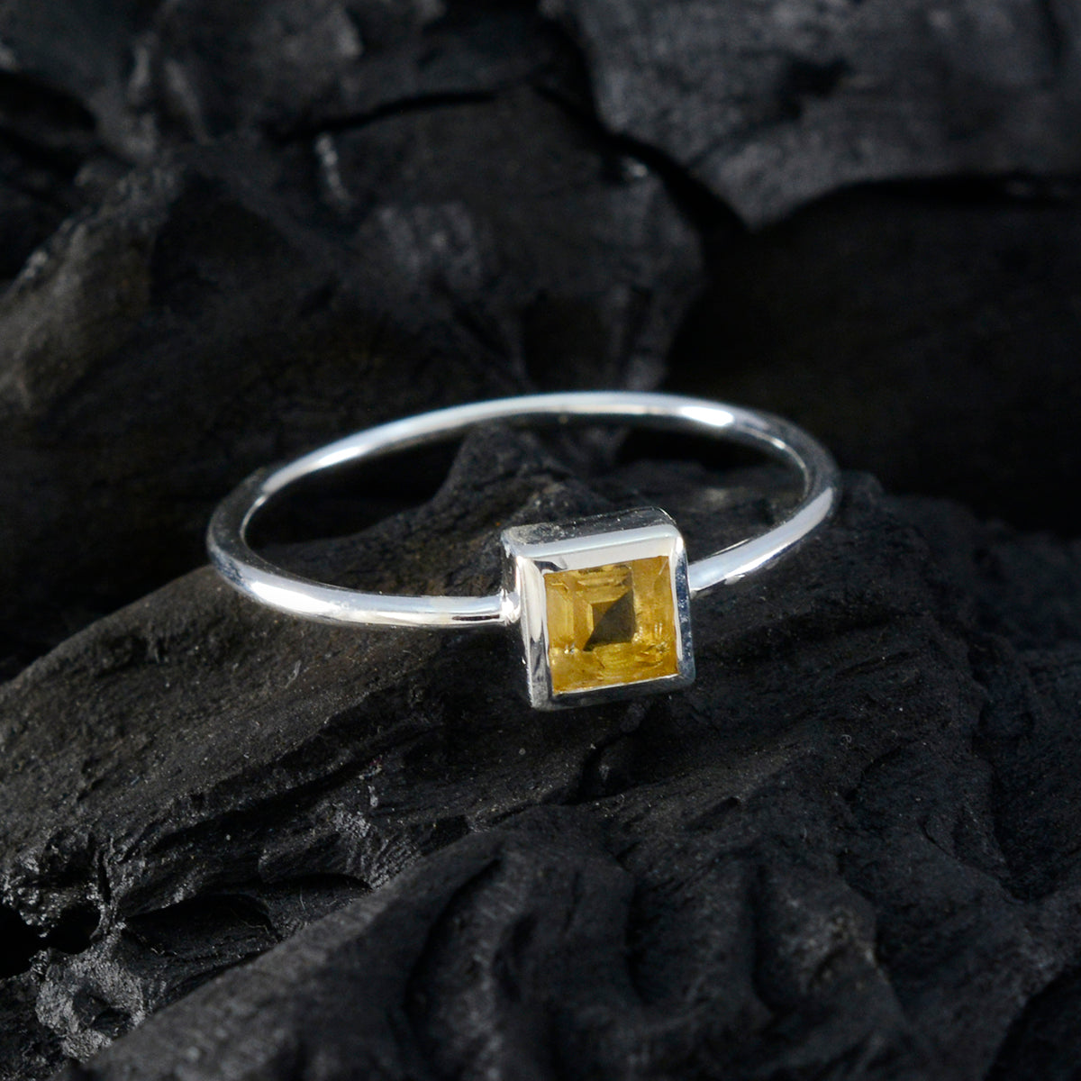 Citrine Solitaire Turkish 925 Silver Yellow Gemstones Elegant  Sophisticated Ring Jewellery