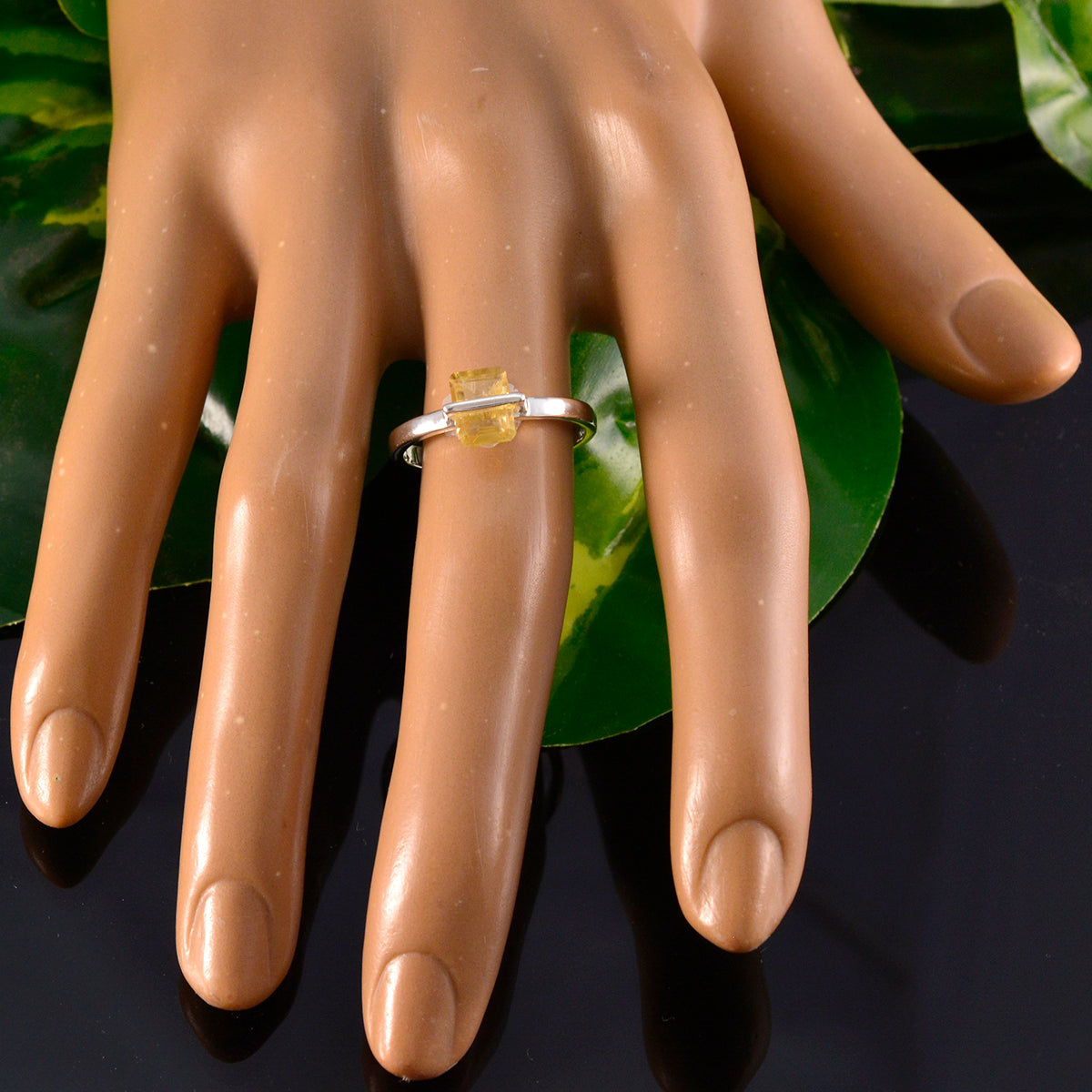Citrine Solitaire American Silver Yellow Gems Dainty Sophisticated Ring Jewelry