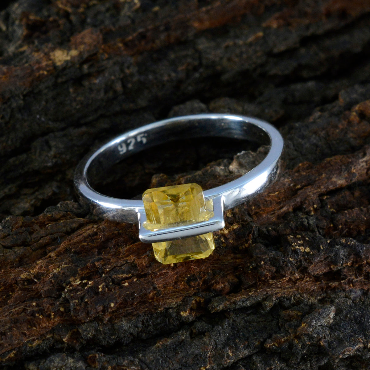 Citrine Solitaire American Silver Yellow Gems Dainty Sophisticated Ring Jewelry
