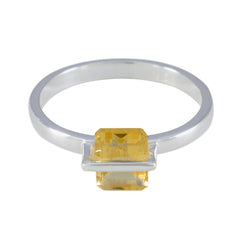 Citrine Solitaire American Silver Yellow Gems Dainty Sophisticated Ring Jewelry