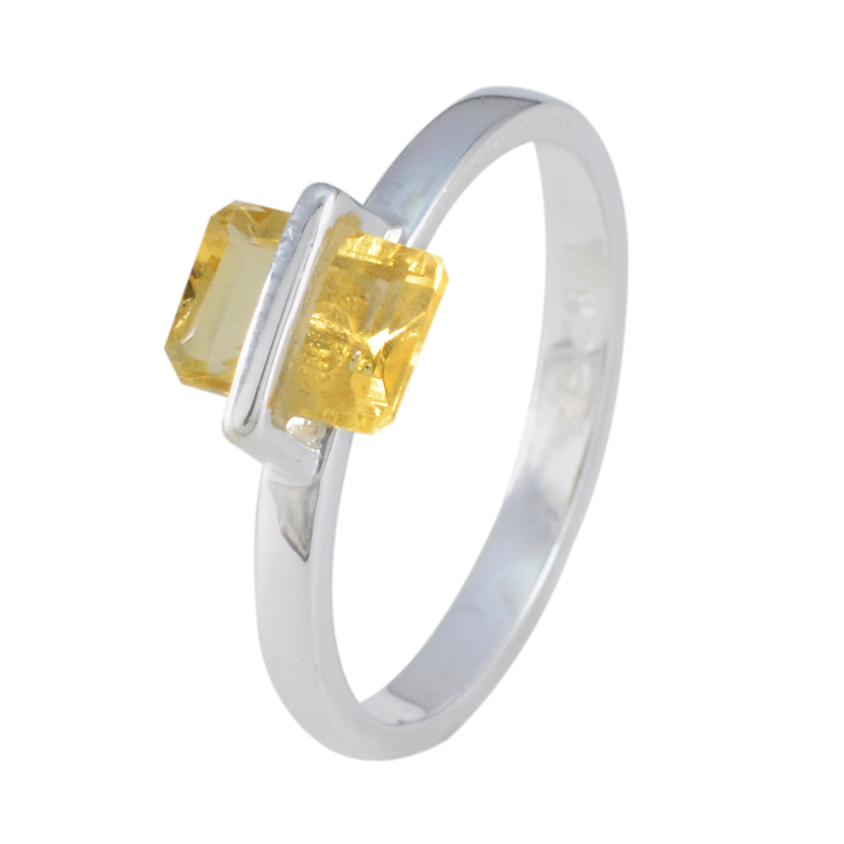 Citrine Solitaire American Silver Yellow Gems Dainty Sophisticated Ring Jewelry