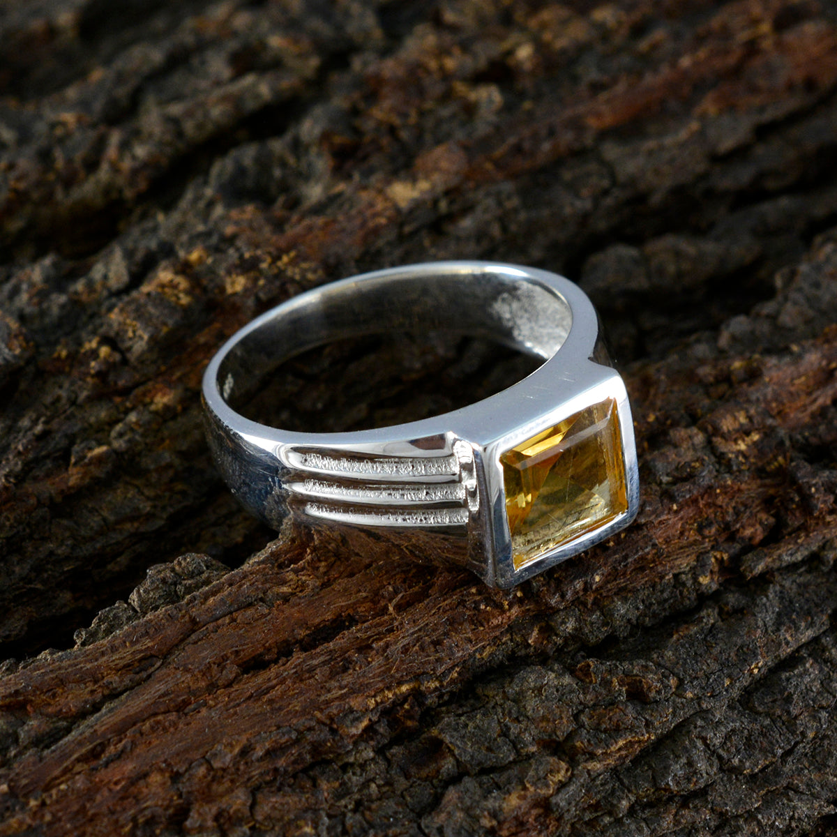 Citrine Solitaire African 925 Sterling Silver Yellow Gemstones Classic Artisan Ring Jewelry